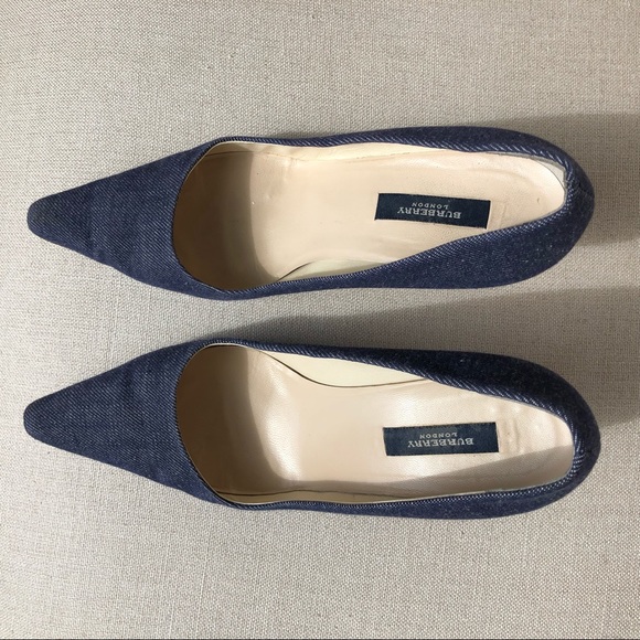 BURBERRY EU37/US6 Denim Heel Pump Pointed Toe - Picture 6 of 8